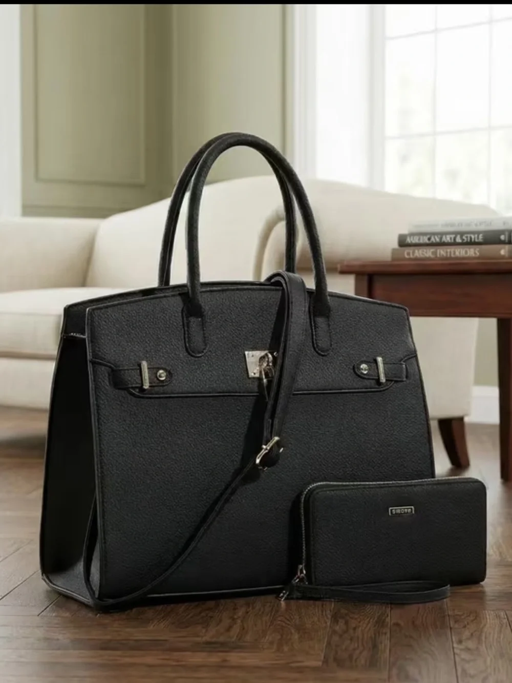 NWT VICI Arianna Black Tote Bag With Gold Hardware And Detachable Strap.